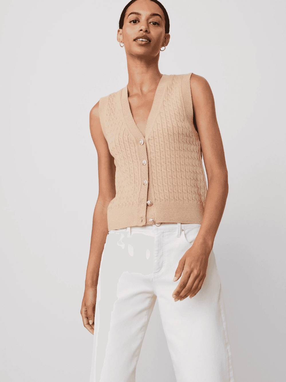 Ann Taylor V Neck Cable Vest Small